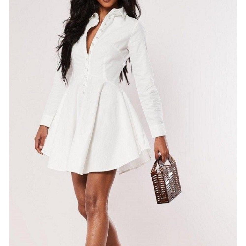 White Long Sleeve Mini Dresses size 4